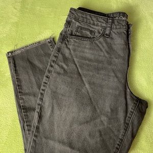 Gray Distressed Highrise Mom Jeans